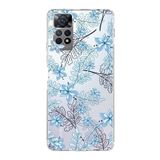 PrintiFy Xiaomi Redmi Note 12 Pro 4G Uyumlu Kamera Korumalı Kapak Floral Mavi Tasarımlı Şeffaf Kılıf