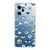 PrintiFy Xiaomi Redmi Note 12 Pro 5G ile Uyumlu 1mm Slim Fit Nazar Boncuğu 2 Baskılı Şeffaf Kılıf