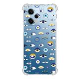 PrintiFy Xiaomi Redmi Note 12 Pro 5G Nazar Boncuğu 2 Baskılı Şeffaf Köşe Korumalı Antişok Kılıf