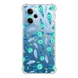 PrintiFy Xiaomi Redmi Note 12 Pro 5G Nazar Boncuğu 3 Baskılı Şeffaf Köşe Korumalı Antişok Kılıf