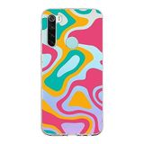 PrintiFy Xiaomi Redmi Note 8 ile Uyumlu Kapak Renkli Desen B Turuncu Tasarımlı 1mm Fit Şeffaf Silikon Kılıf