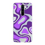 PrintiFy Xiaomi Redmi Note 8 Pro ile Uyumlu Kapak Renkli Desen F Mor Tasarımlı 1mm Fit Şeffaf Silikon Kılıf