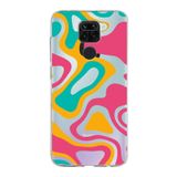 PrintiFy Xiaomi Redmi Note 9 ile Uyumlu Kapak Renkli Desen B Turuncu Tasarımlı 1mm Fit Şeffaf Silikon Kılıf