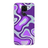 PrintiFy Xiaomi Redmi Note 9 ile Uyumlu Kapak Renkli Desen F Mor Tasarımlı 1mm Fit Şeffaf Silikon Kılıf