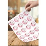 printiks 40 Adet 5 Cm Pembe Yuvarlak Happy Birthday Doğum Günün Kutlu Olsun Sticker Çıkartma Etiket
