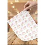 printiks 60 Adet Pembe Çiçek Altın Klasik Yuvarlak Sticker Etiket Hediye Paketleme Parti Hediyeleri