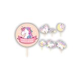 printiks 7 Adet Unicorn Doğum Günün Kutlu Olsun Kürdanlı Cupcake Pasta Süsü Süsleme Kalın Kağıt