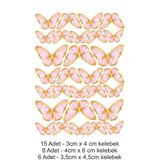 Printiks Altın Renginde Pembe Kelebekler A4 Yenilebilir Süsü Pasta Kurabiye Şeker Hamuru Kağıt Baskısı