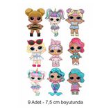 Printiks Lol Bebek 9 Adet Karakteri Yenilebilir Pasta Süsü Kurabiye Cupcake Üzeri Şeker Hamuru Kağıt Baskısı