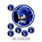 Printiks Sonic 7 Adet Yenilebilir Süsü Yazılı Pasta Kurabiye Cupcake Üzeri Şeker Hamuru Kağıt Baskısı