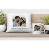 Printiva Kişiye Özel Baskılı Kupa Bardak ve Baskılı Yastık Kılıfı Set Istediginiz Tasarım ile - Beyaz - 40x40