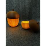 Printorium Işıklı Meşe Palamudu Biblo Seti, 2’li Saklama Kutusu ve Dekoratif Obje, Işıklar Dahil 10CM-15 cm