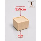 Printorium Mobilya Ayak Yükseltici (1 Adet) Kare Ayak Uyumlu Koltuk Baza Kanepe Dolap Yükseltici Robot Süpürge Aparatı - KREM - 5x5 cm Ayağı 4cm Yükseltir