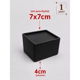 Printorium Mobilya Ayak Yükseltici (1 Adet) Kare Ayak Uyumlu Koltuk Baza Kanepe Dolap Yükseltici Robot Süpürge Aparatı - SİYAH - 7x7 cm Ayağı 4cm Yükseltir