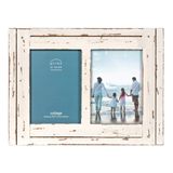 PRINZ Homestead 13,7 cm x 17,7 cm Eskitilmiş Ahşap Kolaj Resim Çerçevesi, İki Fotoğraf için, Beyaz