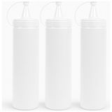 Prisma Kapaklı Sosluk, Ketçaplık – Sıkma Tip Yağdanlık ve Sos Şişesi Seti Plastik Beyaz( 3 Adet ) - 400 ml