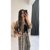 Priste Saten Premium Seri Leopar Desenli Ceket - Renkli
