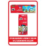 Pritt 12'li Uzun Kuru Boya Kalemi Oyun Hamuru 4 Renk X 100 gr