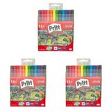 Pritt Keçeli Kalemler, çocuk dostu zararsız boya, su bazlı renkli kalem, silinebilir boya kalemi, dayanıklı kırtasiye malzemesi, 12 Renkli Paket 3lü paket