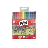 Pritt Keçeli Kalemler, çocuk dostu zararsız boya, su bazlı renkli kalem, silinebilir boya kalemi, dayanıklı kırtasiye malzemesi, 12 Renkli Paket
