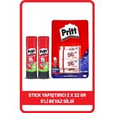 Pritt Stick 22 gr Shrink x 2 Adet + Pritt Beyaz Silgi 5'li Blister