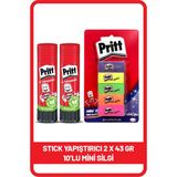 Pritt Stick 43 gr Shrink x 2 Adet + Pritt Mini Silgi 10'lu Blister