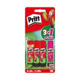 Pritt Stick Yapıştırıcı 3X11 G + 10 G (Pembe) (6'Li Paket)