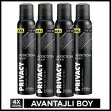 Privacy Addiction Man Deodorant 4X200 ml - 800 ml