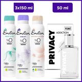 Privacy Addiction Woman Edt Parfüm 50 Ml & Emotion Aqua Kiss, Violet, Natural Bloom 3x150 Ml