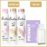 Privacy Limited Edition Woman Edt Parfüm 50 Ml & Emotion Gold Bliss, Joyous, Love Kadın Deodorant 3x150 Ml