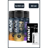 Privacy Men Addiction Edt 50 ml Parfüm & Night Fire,Artificial Intelligence 1.0, 2.0 3x150 Ml