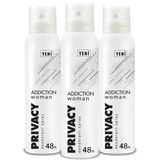 Privacy Woman Addiction Kadın Deodorant 3X150 ml Sprey Kadınlar İçin Ferahlatıcı Koku