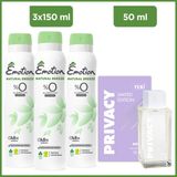 Privacy Women Limited Edition Edt Parfüm 50 Ml & Emotion Natural Breeze Deodorant 3x150 Ml