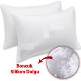 Private 5 Adet Otel Tipi Boncuk Silikonlu Yastık Akfil 63 Tel Dokuma Pamuk 50X70 cm - 50 x 70 cm - Beyaz