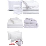 Private Çift Kişilik Yastıklı Yorganlı Yatak Nevresim Takımı Çeyiz Seti %100 Pamuk Beyaz Otel Tipi 63 Tel - 160 x 220 cm
