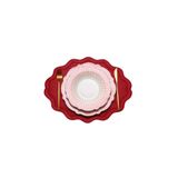 Prive Home Nakış Detaylı Kırmızı Deri Amerikan Servis/ Supla/ Placemats