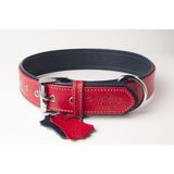 Privilege Flotter Hakiki Deri Köpek Boyun Tasması S Kırmızı Lacivert 2,5X32-41 cm