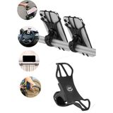 Privo Bisiklet Motosiklet Scooter Bebek Arabası Gidon Telefon Tutucu Silikon 360 Dönebilen Telefon Tutucu - 1 Adet - Siyah