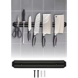 Privo Mıknatıslı Bıçak Askısı 33 cm Paslanmaz Çelik Duvar Tipi Bıçak Tutucu Organizer ve Stand Aparatı - Siyah - 1 Adet
