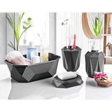Prizma 4'lü Banyo Seti - Banyo Organizer - Banyo Dekorasyon Seti Antrasit Gri