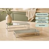 Prizma Aynalı Tepsi İkili Set, Gümüş, 30X15 Cm