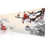 Pro - 10 Farklı Model Dikişli Kenar 90X40 cm Oyuncu Gaming Mouse Pad (Cherry Blossom, 90X40 Cm) - Altın