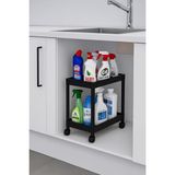 Pro 2 Katlı Siyah Tekerlekli Çok Amaçlı Banyo & Mutfak Düzenleyici Raf – Evye Altı Deterj Siyah 40 x 35 - standart