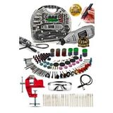 Pro 234pcs 450 Watt 6 Kademe Devirli Çantalı Dramel Gravür Seti Taşlama, Esnek Şaft Mengene Hediye