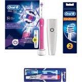 Pro 750 Pembe Şarj Edilebilir Seyahat Kabı Hediyeli Diş Fırçası+2'li Trizone Yedek Başlık - Genel - Renkli