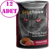 Pro Choice Dana Etli Tahılsız Ezme 12x400 gr Yetişkin Kedi Konservesi
