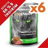 Pro Choice Sığır Etli ve Ciğerli Tahılsız 6x400 gr Ezme Kedi Konservesi