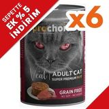Pro Choice Veal Dana Etli Tahılsız 6x400 gr Kedi Konservesi
