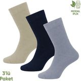 Pro Çorap Modal İplik Erkek Soket Çorap - 3 Çift - Dikişsiz - Atlas - 18002 - Set 1 - Çok Renkli