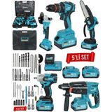 PRO DRAGER 5 Li Ultra Set Kömürsüz Motor Şarjlı Matkap 21 V 3 Batarya ile Darbeli Çok Amaçlı Kullanım